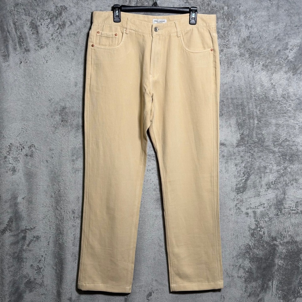 Spier & Mackay Pants Mens 35x31.5 Beige Cotton Linen Stretch Contemporary Preppy